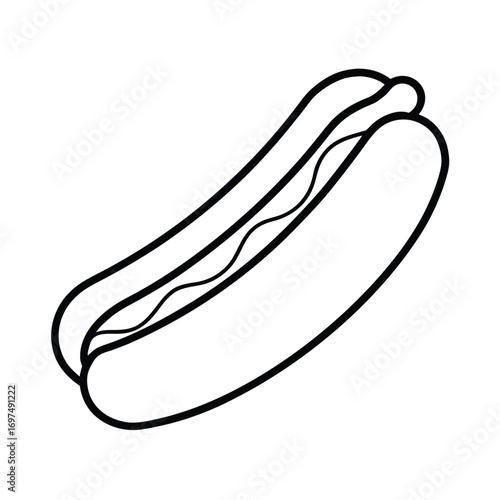 Simple hot dog line art drawing outline silhouette illustration