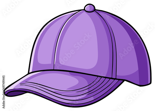 Illustration of a purple baseball cap, isolated, vector design.