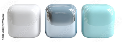 Abstract Cubes in White, Grey, and Light Blue Tones for Design