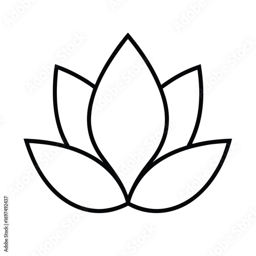 Elegant open lotus flower line art silhouette design