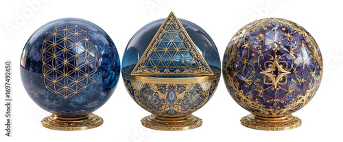Decorative Orbs and Geometric Shapes with Intricate Designs