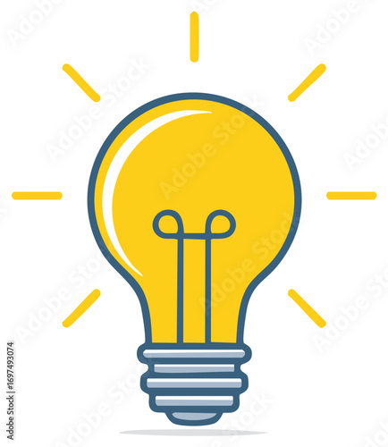 Simple glowing light bulb illustration symbolizing a creative idea and innovation
