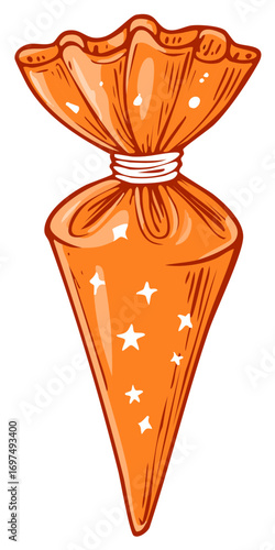 Festive Orange Treat Bag with Stars for Celebrations and Decorations