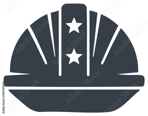 Construction helmet with star design element isolated vector illustration