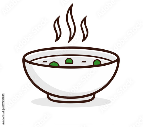 Bowl of Steaming Soup with Green Peas Warm Comfort Food Illustration