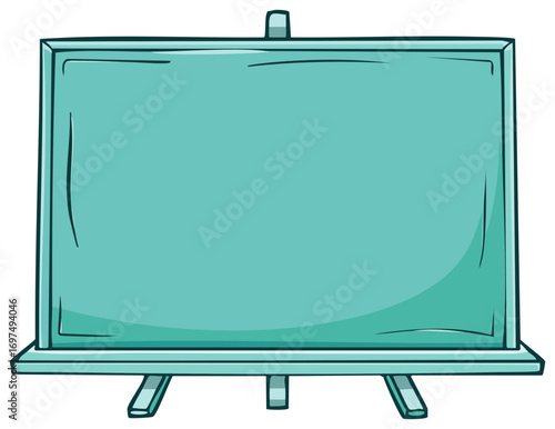 Greenish Blue Blank Easel Cartoon Illustration for Display Content Purposes