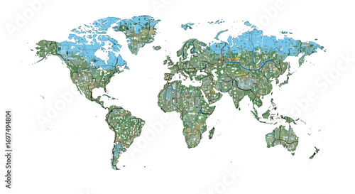 Global mapping project illustrating earths diverse biomes and geographic features across continents