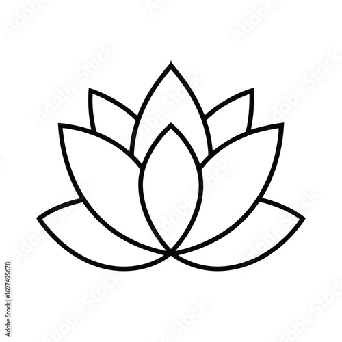 Stylized lotus flower line art illustration silhouette