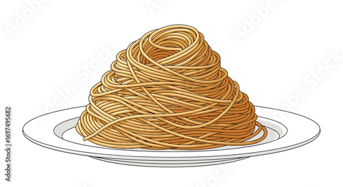 A delicious plate of golden spaghetti served with culinary elegance and tasteful presentation