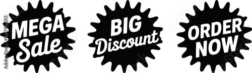 Mega sale big discount order now marketing vector graphic