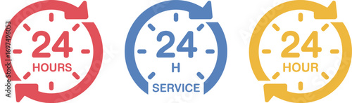 Hour service open available support delivery vector icons