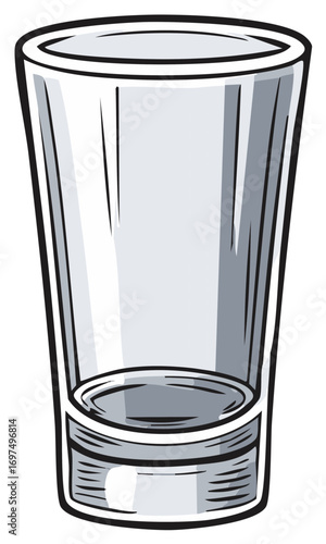 Empty clear shot glass illustration for beverages spirits and bar themes