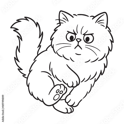 Line art of fluffy persian cat dodged cartoon vector