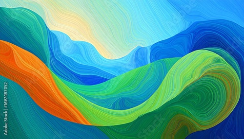 Abstract wavy landscape of vibrant colors