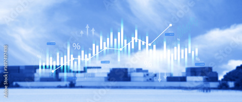 Stock market business and exchange financial growth graph. Business chart data graph diagram, business trading graph investment growth, global trend arrow up and down.