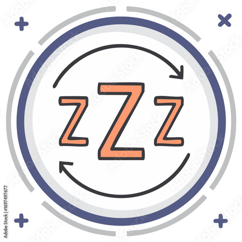 Sleep cycle Zzz letters in a circular icon representing good rest and dreams