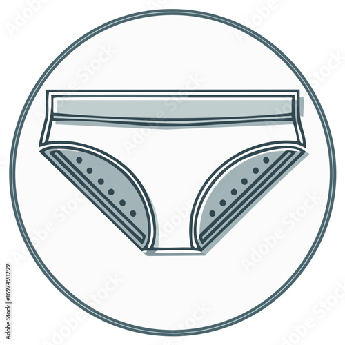 Underwear Illustration in Circular Frame Comfortable Garment Design Element in Minimalist Style