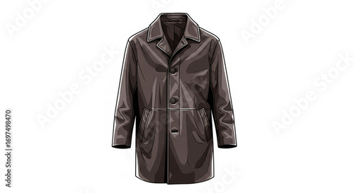 Brown Coat Illustration on White Background