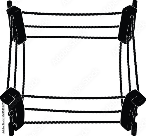 Boxing Ring Vector Illustration with Ropes and Turnbuckles