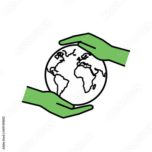 Hands holding the Earth - Vector Illustration