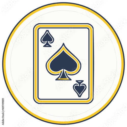 Ace of Spades Card Emblem in a Round Frame Gambling Illustration