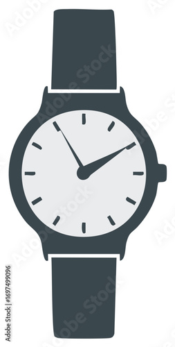 Analog Wristwatch Timepiece Illustration Showing Hours and Minutes