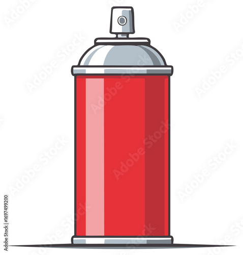 Red Spray Paint Can with Silver Top Illustration for Graffiti Artists and Automotive Restoration Projects