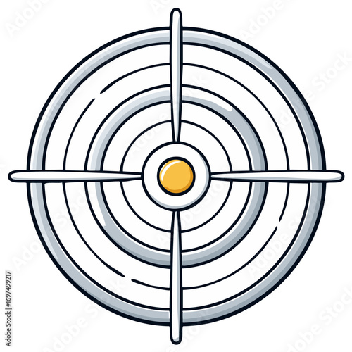 Circular Target Design with Concentric Rings and Crosshairs Focus on Central Bullseye Achievement Illustration