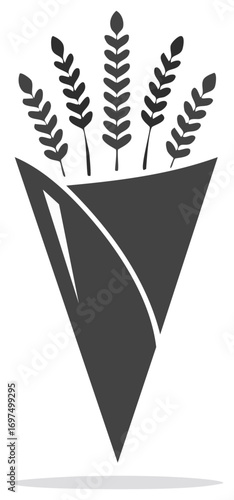 Stylized Bouquet of Wheat Stalks in Decorative Paper Cone
