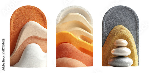 Abstract Art with Sand and Pebbles in Soft Warm Tones