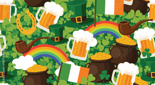 Vibrant st patrick day celebration with lucky charms and festive symbols abound for irish festivities