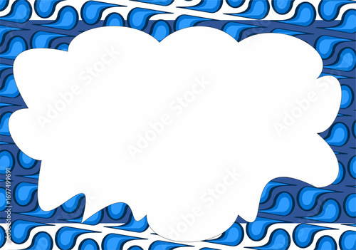 Blue Batik Frame with Abstract Wave Motif