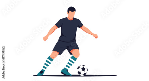 An athlete demonstrates skillful ball control during a dynamic soccer match playing with precision