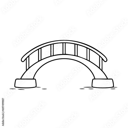 Clean outline drawing of a bridge minimalistic design for coloring page