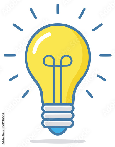 Illustration of a bright glowing light bulb icon for idea and creativity concepts.
