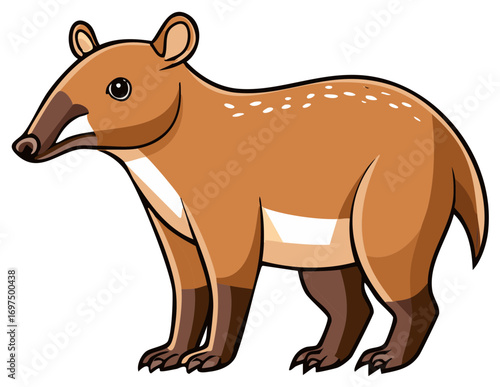 Illustration of a cartoon tapir in side view