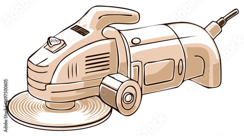 Illustration of an electric grinder in retro style, construction tool