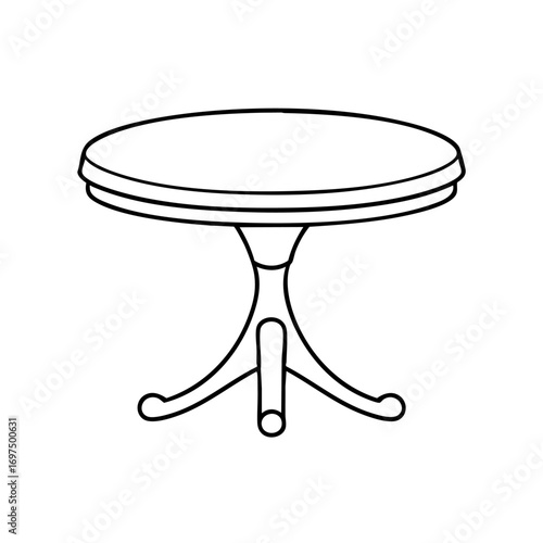 Clean outline drawing of a Table minimalistic design for coloring page