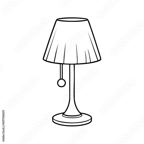 Clean outline drawing of a table lamp minimalistic design for coloring page