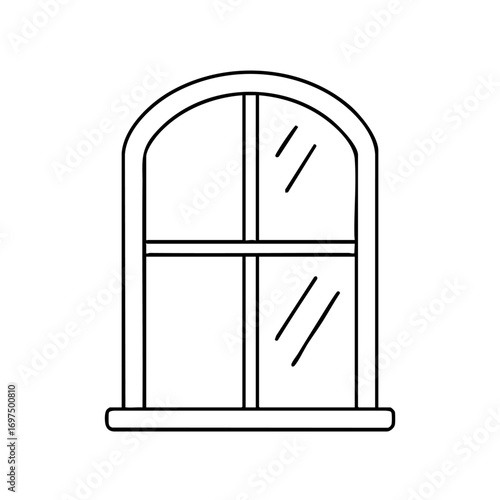 Clean outline drawing of a window minimalistic design for coloring page