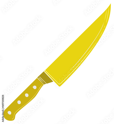 Stylized yellow kitchen knife illustration with clean design and simple white background