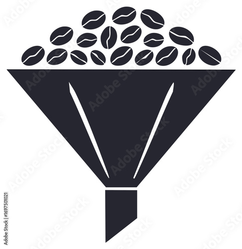 Filtering Coffee Beans Simple Black and White Icon Illustration For Coffee Products