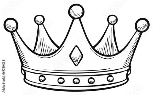 Stylized Royal Crown Illustration with Ornamentation and Detail Work