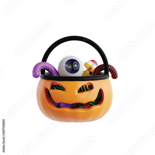 Spooky Halloween Candy Bucket Filled with Sweets and Treats