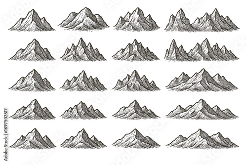 Vintage Mountain Landscape Vector Set
