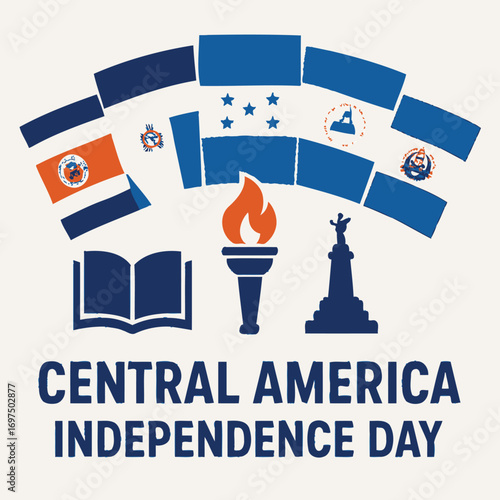 Central America Independence Day Flat Vector Illustration with National Symbols