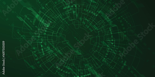 Futuristic Green Technology Circuit Background