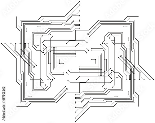 Printed circuit board alphabet with computer technology and engineering design