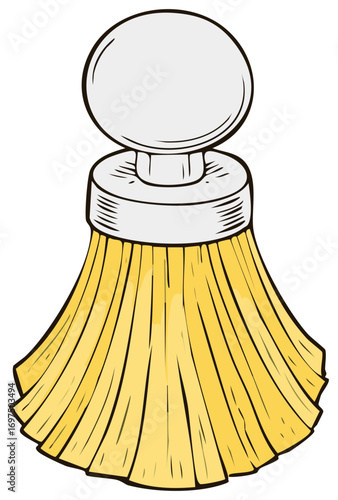 Stylized drawing of a brush with yellow bristles and a round handle