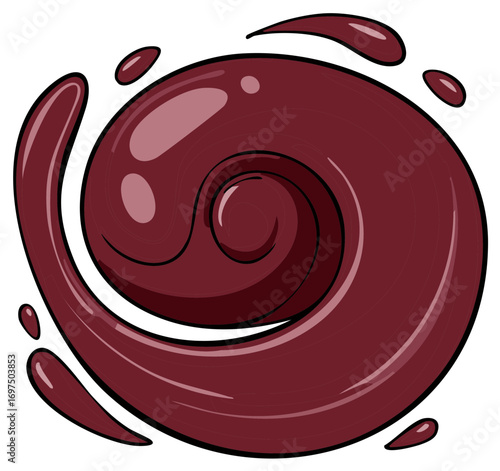 Dynamic vector illustration of a swirling dark red liquid splash resembling juice or wine